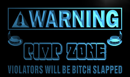 Warning Pimp Zone Neon Light Sign
